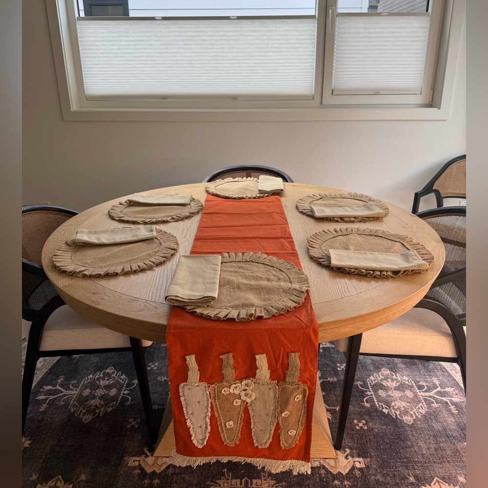 Spring Brunch for 6 -  Rustic Orange and Brown Table Setting